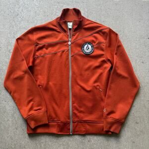 Men's Vintage 2000's Volcom V Line Science Orange Zip Up Sweatshirt Jacket Sz XL